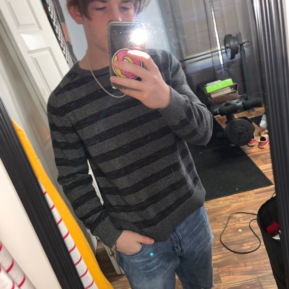 Grey and Blue Stripped Sweater